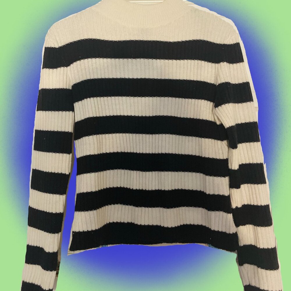 H&M Large Mock Turtle-Neck Striped Sweater